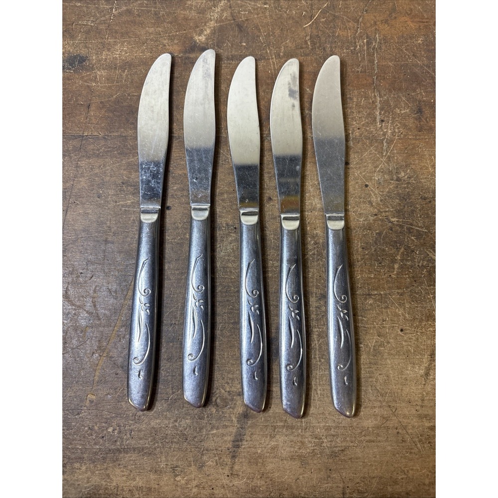 Mardi Gras Silco International Stainless Atomic 8" Butter Knife Set Of 5